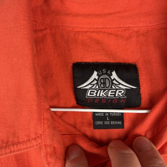 Y2K USA Biker Design Vest Mens L Orange Sleeveless Cut Off Bike Week 2007 - Picture 14 of 16